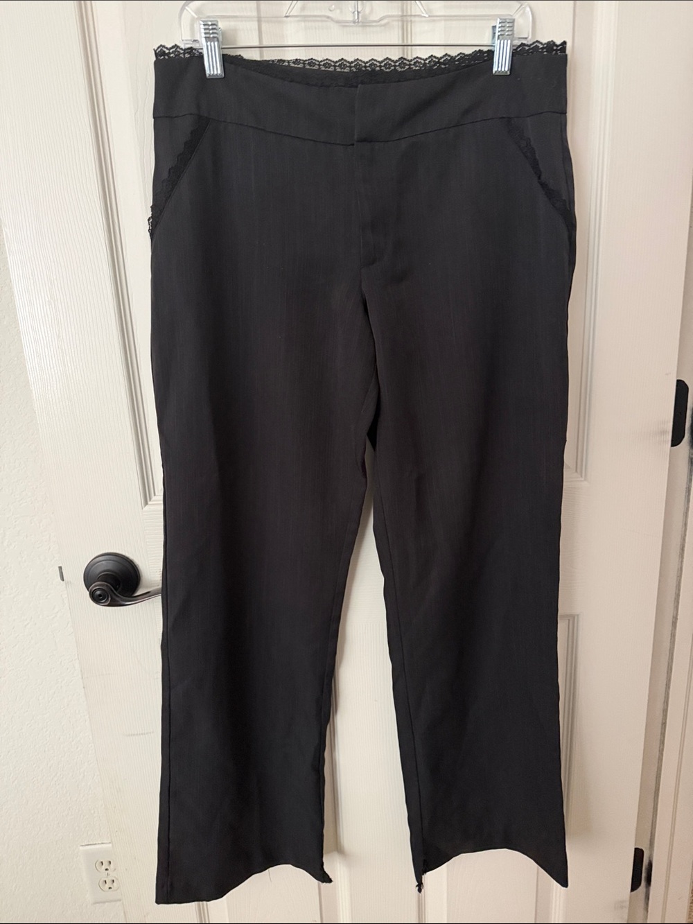 Xhilaration Black Straight-Leg Pants with Lace Trim